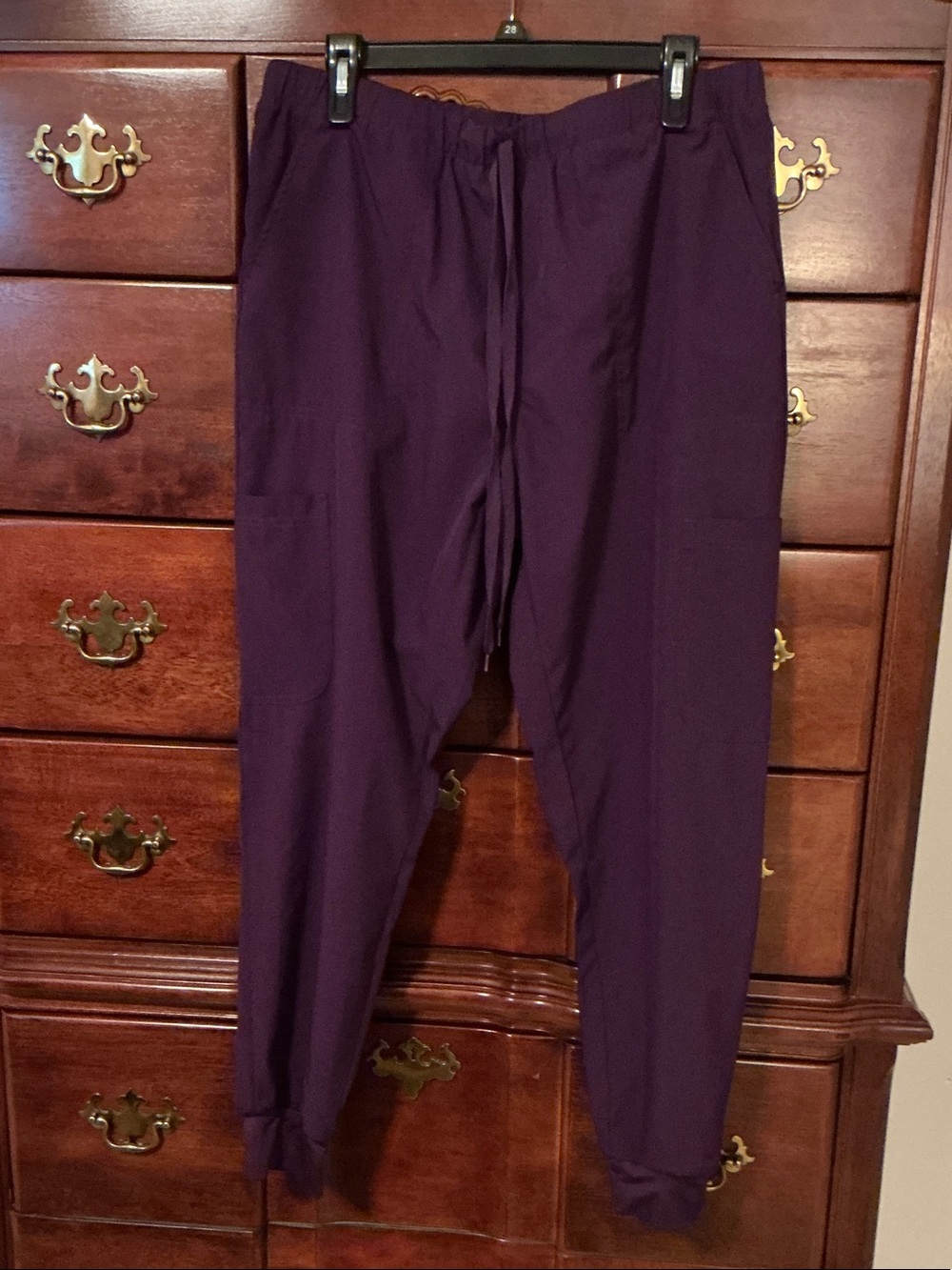 Women's Deep Purple Drawstring Scrub Pants